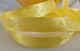 Berisfords Jacquard rose woven satin ribbon. 10mm width. Ribbonmoon Ribbons online shop.