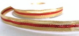 11mm Metallic Gold & Scarlet Berry Wired Centre Ribbon - Berisfords