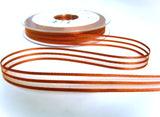 10mm Rust Satin & Sheer Striped Ribbon by Berisfords