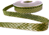 13mm Forest Green-Metallic Gold Woven Jacquard Ribbon,Berisfords