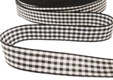 15mm Black & White Traditional Gingham Ribbon