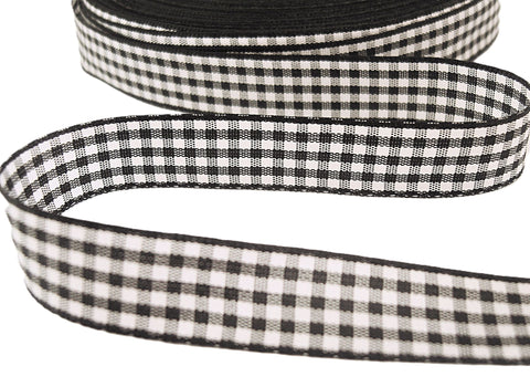 15mm Black & White Traditional Gingham Ribbon