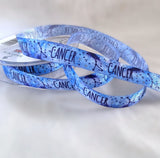Berisfords Cancer constellation ribbon with blue starry print, available by the metre or 10m lengths