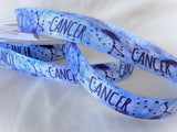 Berisfords 15mm Cancer zodiac sign printed taffeta ribbon in blue with constellation design