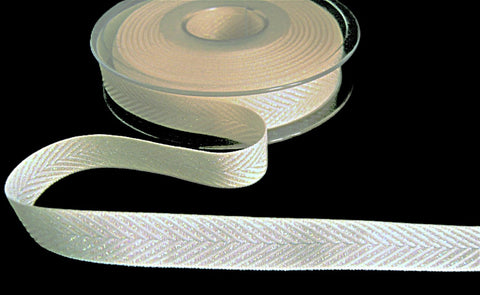 15mm Cream-Iridescent Metallic Herringbone Ribbon by Berisfords