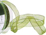 15mm organza ribbon decorated with metallic glitter
