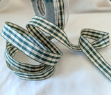15mm Tartan Ribbon | Berisfords Ribbons | Green, Cream & Metallic Gold