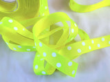 16mm Fluorescent Yellow Polka Dot Spotty Grosgrain Ribbon | Berisfords