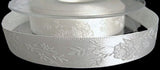 10mm Bridal White Jacquard Rose Satin Ribbon | Berisfords 419