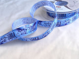 Berisfords Cancer constellation ribbon with blue starry print, available by the metre or 10m lengths