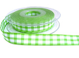 15mm green and white gingham check ribbon