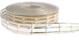15mm cream and metallic gold sheer check ribbon.