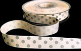 16mm Natural Cream-Grey Polka Spot Grosgrain Ribbon, Berisfords