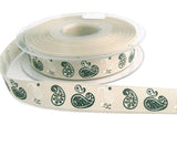 15mm natural Berisfords "60's Retro Paisley". Single Face Print on a Rustic Polyester Taffeta Ribbon with a cotton look and feel.