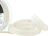 15mm For Your Christening Print Rustic Taffeta Ribbon | Berisfords
