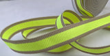 R7707 15mm Neon Yellow Grosgrain-Oatmeal Edge Ribbon by Berisfords