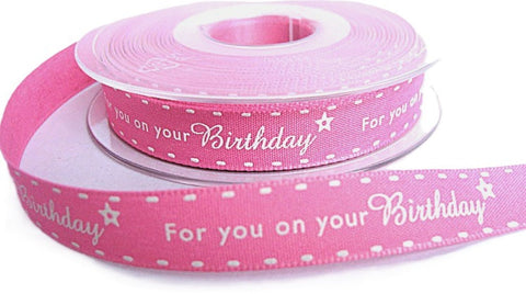 Printed Rustic Taffeta Ribbon "For you on your Birthday"