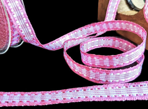 15mm Pink & White Silk Stitch Gingham Ribbon Wired Edge | Berisfords