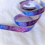 Berisfords Pisces constellation ribbon with blue starry print, available by the metre or 10m lengths