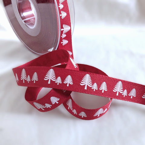 R8703 15mm Red Rustic Natural Charms Festive Forest Ribbon, Berisfords