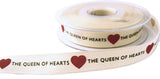 15mm Cream-Red Rustic Taffeta Queen of Hearts Ribbon, Berisfords