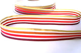 15mm Honey-Rust-Red-Maroon Solid & Sheer Stripe Ribbon
