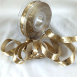 15mm Straw & Metallic Gold Festive Polka Flake Print Satin Ribbon