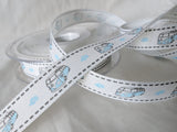 R6600 15mm Natural, Blue and Grey  VW Campervan Printed Ribbon