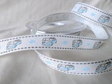 R6600 15mm Natural, Blue and Grey  VW Campervan Printed Ribbon