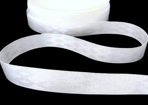 15mm White Tonal Satin & Matte Woven Jacquard Ribbon