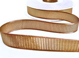 16mm Metallic Gold Grosgrain & Copper Brown Satin Ribbon | Berisfords