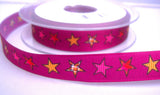 Taffeta Ribbon with a Single Face Patchwork Gingham Star Print and Wired Borders&nbsp;