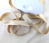 16mm Metallic Gold Grosgrain & antique Cream Satin Ribbon 
