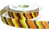 16mm Browns & Multi Wavy Stripe Taffeta Ribbon Wired Edge | Berisfords