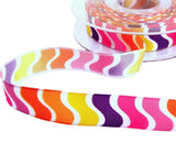 16mm Pinks & Multi Wavy Stripe Taffeta Ribbon Wired Edge | Berisfords