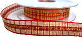 16mm Reds & Metallic Gold Woven Tartan Ribbon - Berisfords
