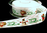 21mm White-Green Satin & Matte Christmas Print Ribbon | Berisfords