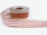25mm Sheer Ribbon with Cardinal Red & Metallic Gold Stripes