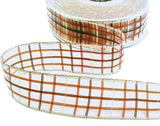 25mm Copper-Pearl-Brown Sheer Check Ribbon by Berisfords