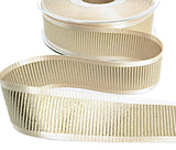 25mm Metallic Gold Grosgrain & Cream Satin Ribbon