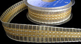 25mm Cream, Honey & Metallic Gold Woven Tartan Ribbon - Berisfords