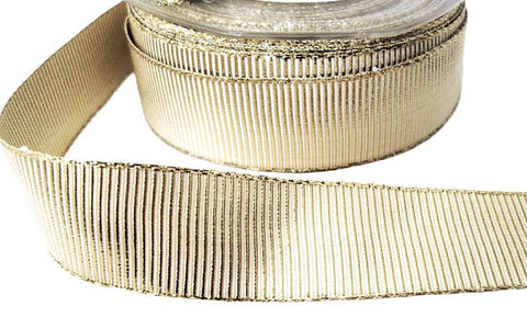 25mm Metallic Gold & Cream Grosgrain Ribbon