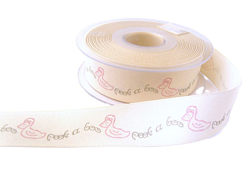 25mm Baby Peek a Boo Print Rustic Taffeta Ribbon 