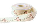 25mm Natural Cream, Russet and Grey Duck "peek a boo" Ribbon