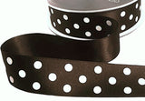 25mm Dark Brown & White Polka Dot Spot Satin Ribbon | Berisfords 25