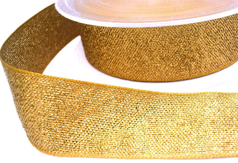 25mm Dark Gold Metallic Lame Ribbon | Berisfords 244