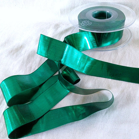 R1480 25mm Green Thin Metallic Lurex Ribbon by Berisfords