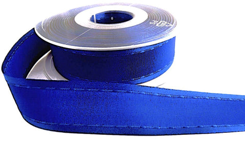 25mm Dark Royal Blue Satin-Taffeta Retro Stitch Ribbon, Berisfords