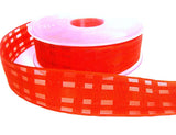25mm Flame Grosgrain & Sheer Check Wire Edge Ribbon | Berisfords