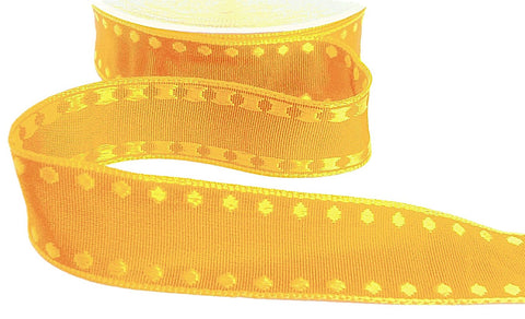 25mm Marigold-Yellow Woven Satin Spots-Borders Ribbon,Berisfords